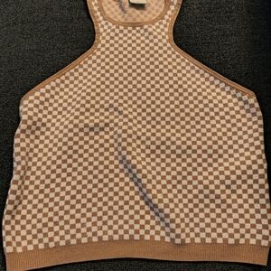 Abercrombie & Fitch Women's Brown Checkered Sweater Shirt